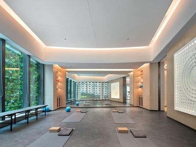 The texture of a professional eco-friendly blue yoga mat.